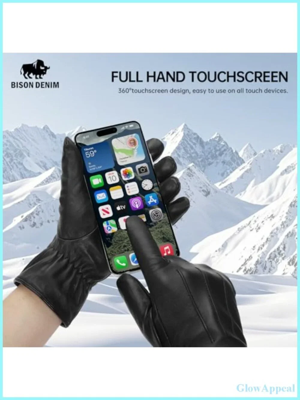 Genuine Sheepskin Leather Gloves Cashmere Lined Touchscreen Driving Winter